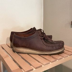 Clarks Brown Leather Lace-Up Loafers